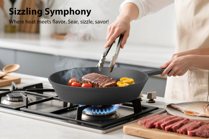 Cast Iron Skillet Set Pre-Seasoned 4 or 5 Piece Professional Grade Non-Stick Cookware for Frying Sauteing Baking Indoor Outdoor Oven Grill Safe Black