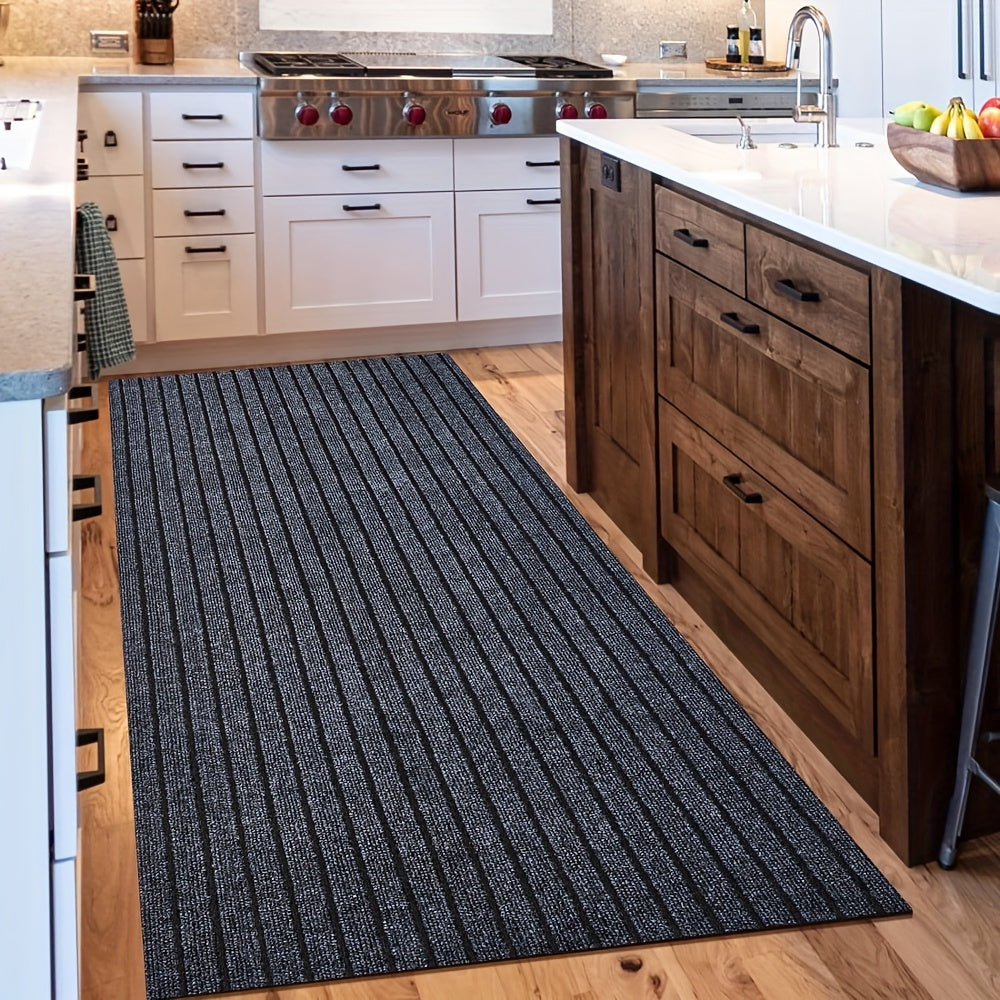 Runner Rug Non-Slip Kitchen Mat with Rubber Backing 1800G Heavy Duty Washable Indoor Outdoor Area Rug for Kitchen Entryway Hallway Laundry Room Balcony – Deep Grey Black Red Katose 2x5 2x8 2x16 Ft