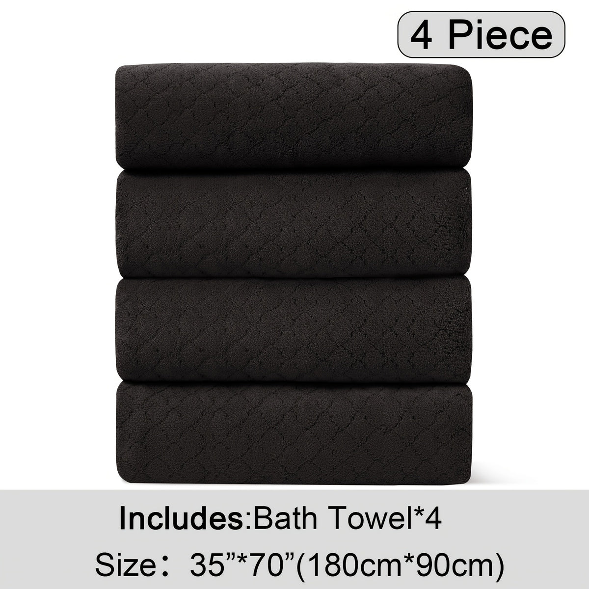 Diamond Weave Bath Towel Set 4 Piece Oversized Ultra Soft Quick-Dry Microfiber Towels Highly Absorbent Hotel Quality Bathroom Towels 10 Colors for Home Gym Spa – Luxury Bath Towel Set