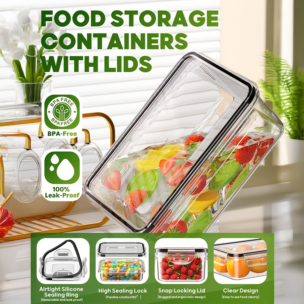 60-Piece Food Storage Containers with Lids BPA-Free Leak-Proof Meal Prep Containers Set - Reusable Plastic Kitchen Storage Containers with Labels & Marker Pen - 30 Boxes + 30 Lids