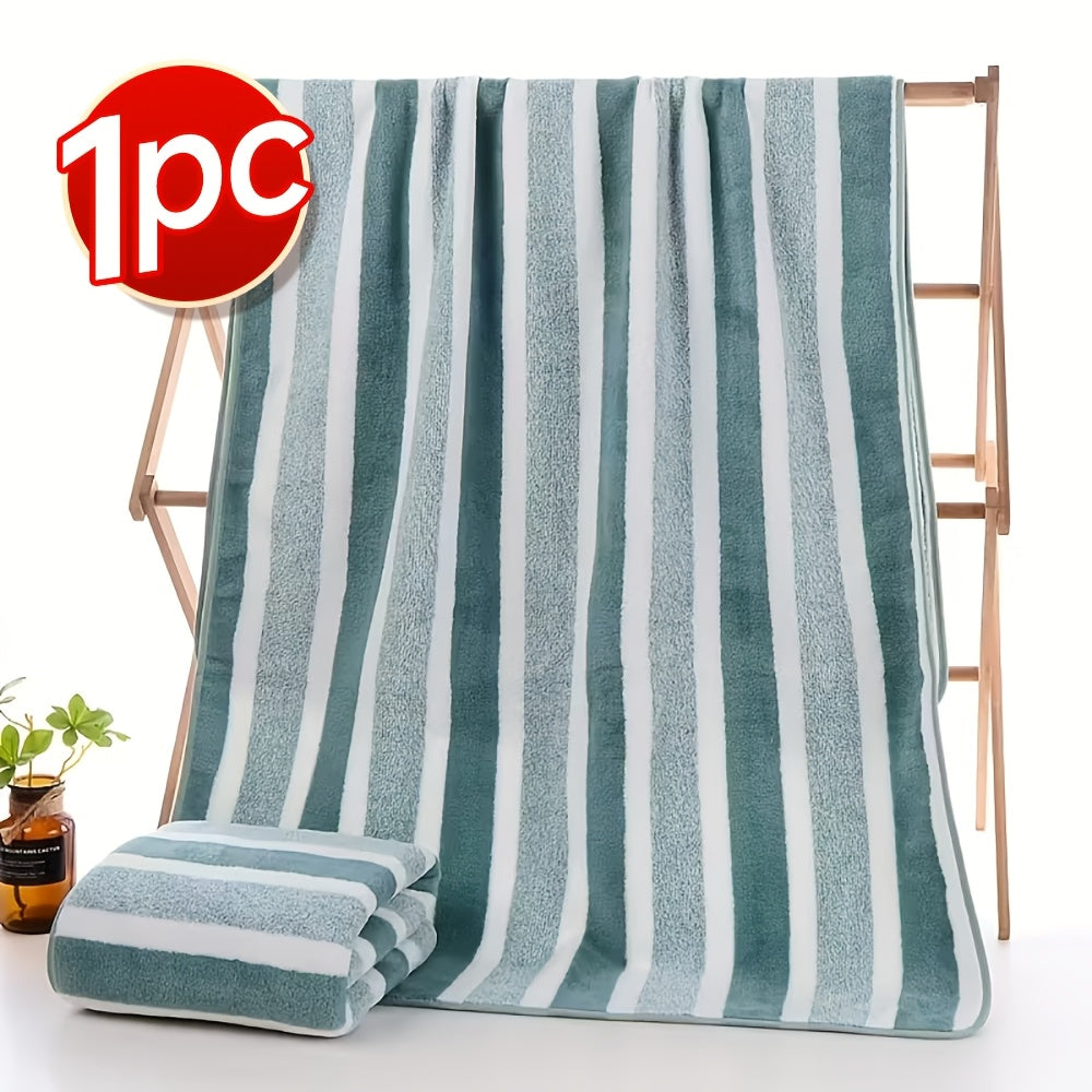 Striped Bath Towel Set, Absorbent Quick-Dry Shower Towels, Super Soft Skin-Friendly Cotton-Feel Bathing Towels for Home Bathroom & Beach, 27.6x55.1 Inch, Available in 1-Pack & 4-Pack, Multiple Colors