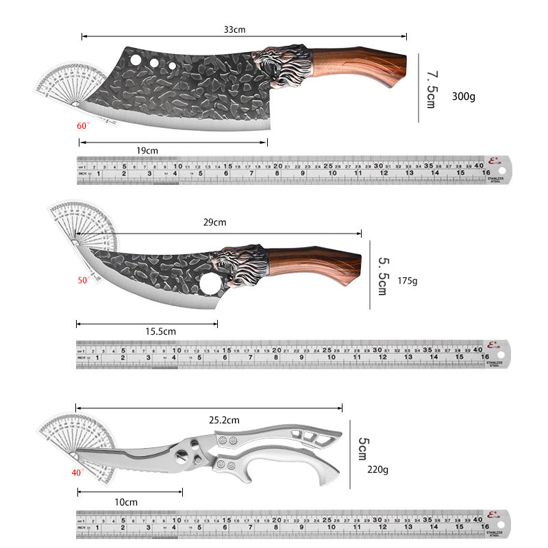 Kitchen Knife Set Forged Stainless Steel Professional 6 or 7 Piece Ultra Sharp Chef Knives – Includes Boning Slicing Carving Fish Butcher Knife & Scissors – Durable Meat & Fish Cutting Knife Set