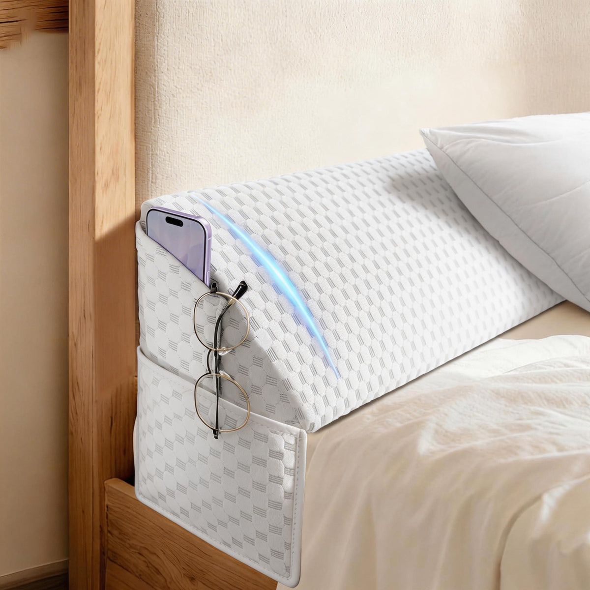 Bed Wedge Pillow Headboard Gap Filler Memory Foam – Mattress Gap Filler for Headboard & Wall, Removable Tie-Dye Cover, Twin Full Queen King Sizes, Dorm & Bedroom Sleeping Support, Gray & White
