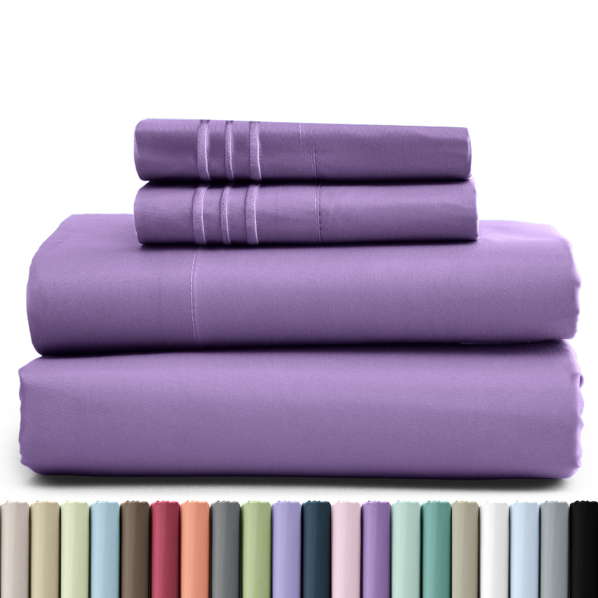 1800 Series Bed Sheets Set 4 Pieces – Brushed Microfiber Deep Pocket Sheet Set with Pillowcases, Cooling & Breathable Bedding for All Seasons, Fade Resistant, Fits Mattresses Up to 16 Inches