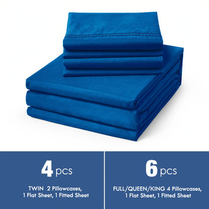 Fitted Sheet Deep Pocket Microfiber - Soft Breathable Cooling Bed Sheet Twin Full Queen King, Wrinkle & Fade Resistant, 14 Colors Available for Bedroom Dorm Guest Room