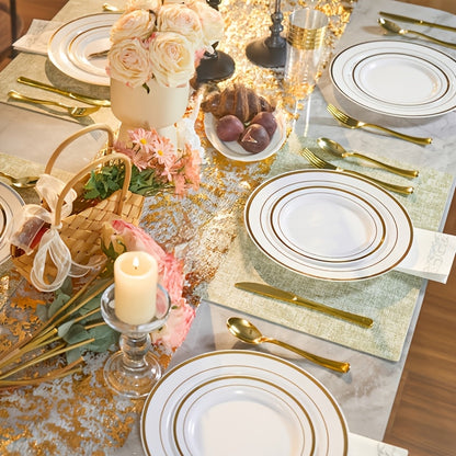Disposable Plates for Parties 350/700 Piece Dinnerware Set with Dinner Plates, Salad Plates, Cups, Cutlery & Napkins – Gold & Silver for Wedding, Birthday, Graduation, Holiday Celebrations