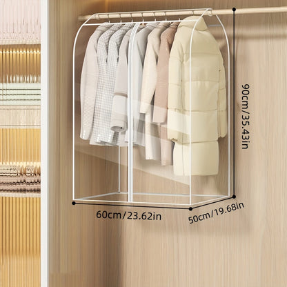 Clear Hanging Garment Bag with Zipper – Extra Large PVC Dustproof Closet Organizer for Coats Suits Dresses, Sealed Wardrobe Protector for Bedroom Dorm Storage, Transparent Design, Multiple Sizes Available