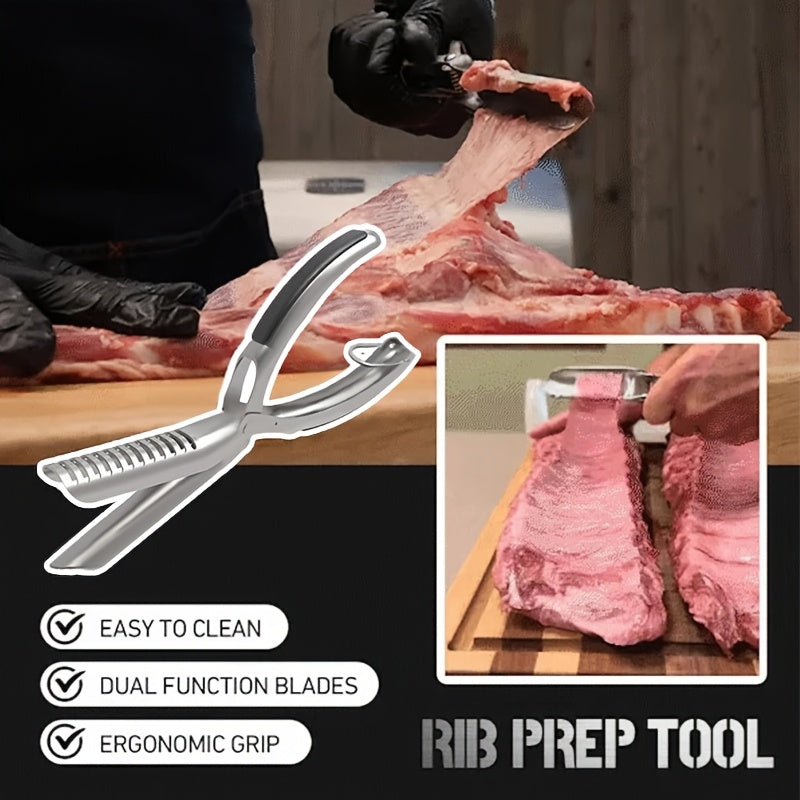 BBQ Rib Membrane Remover Tool – 316 Food-Grade Stainless Steel Rib Peeler with Ergonomic Handle, Manual Rib Membrane Removal for Home Cooks & Professional Chefs, Durable Kitchen BBQ Gadget
