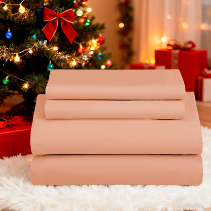 Bed Sheets Set Extra Deep Pocket 500 Thread Count, 3/4 Piece 18 Inch Deep Pocket Fitted Sheet Soft Brushed Microfiber Hotel Luxury Bedding, Wrinkle Free Breathable Bed Sheet Twin Full Queen King