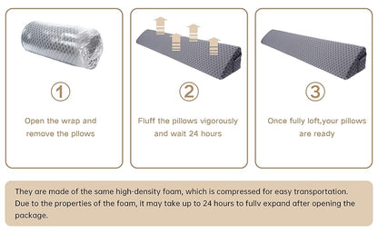 Bed Wedge Pillow Headboard Gap Filler Memory Foam – Mattress Gap Filler for Headboard & Wall, Removable Tie-Dye Cover, Twin Full Queen King Sizes, Dorm & Bedroom Sleeping Support, Gray & White