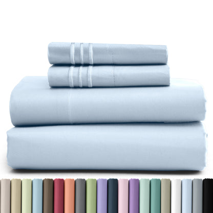 1800 Series Bed Sheets Set 4 Pieces – Brushed Microfiber Deep Pocket Sheet Set with Pillowcases, Cooling & Breathable Bedding for All Seasons, Fade Resistant, Fits Mattresses Up to 16 Inches