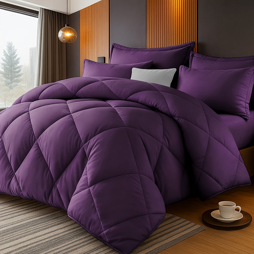 Comforter Set Queen King Twin Diamond Grid Quilted, Soft Microfiber Down Alternative Bedding Set with Pillowcases, All Season Breathable Lightweight Duvet Insert, 9 Colors Available