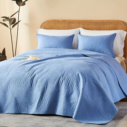 Quilt Set Queen Size 2/3 Piece Lightweight Microfiber Bedspread Soft Cool Coin Pattern Coverlet for All Seasons – Modern Summer Quilt with Pillow Cases for Bedroom Family Gift