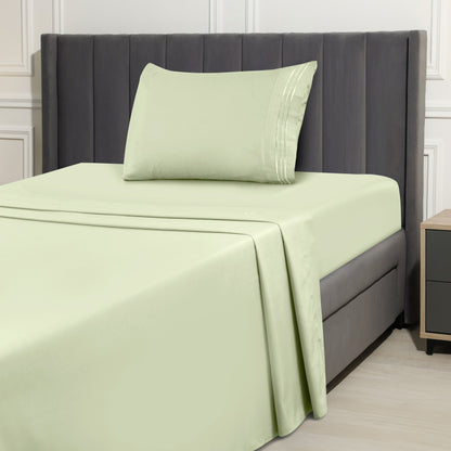 1800 Series Bed Sheets Set 4 Pieces – Brushed Microfiber Deep Pocket Sheet Set with Pillowcases, Cooling & Breathable Bedding for All Seasons, Fade Resistant, Fits Mattresses Up to 16 Inches