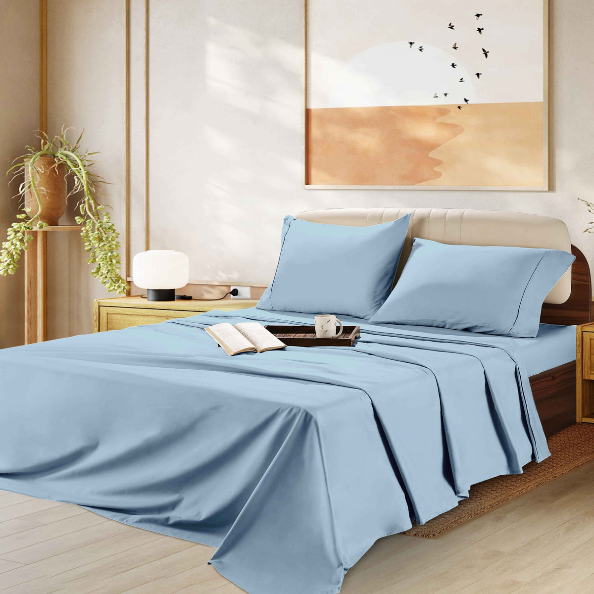 1000 Thread Count Egyptian Cotton Sheet Set Sateen Weave Deep Pocket 16 Inch Fitted Sheet Flat Sheet Pillowcases Soft Breathable Luxury Bedding Twin Full Queen King Grey Ivory White
