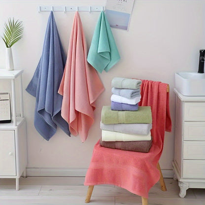 100% Cotton Bath Towel Set 3 or 6 Piece, Ultra Soft Highly Absorbent Knit Towels for Bathroom, Hotel Quality Bath Towels for Home Shower Spa Sauna, 360GSM Thick Towel Set in Grey Blue White