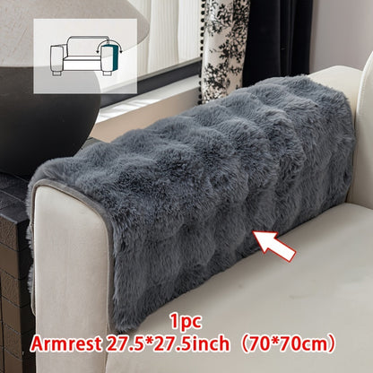 Faux Rabbit Plush Sofa Cover Winter Warm Thickened Anti-Slip Furniture Protector – Soft Pet-Friendly Couch Cover for Living Room Bedroom Office, 4 Colors