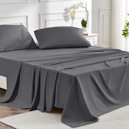 2000 Thread Count Bamboo Bed Sheets Set 4pcs Cooling Breathable Soft Hotel Luxury 16 Deep Pocket Wrinkle Shrink Resistant All Season Hot Sleepers