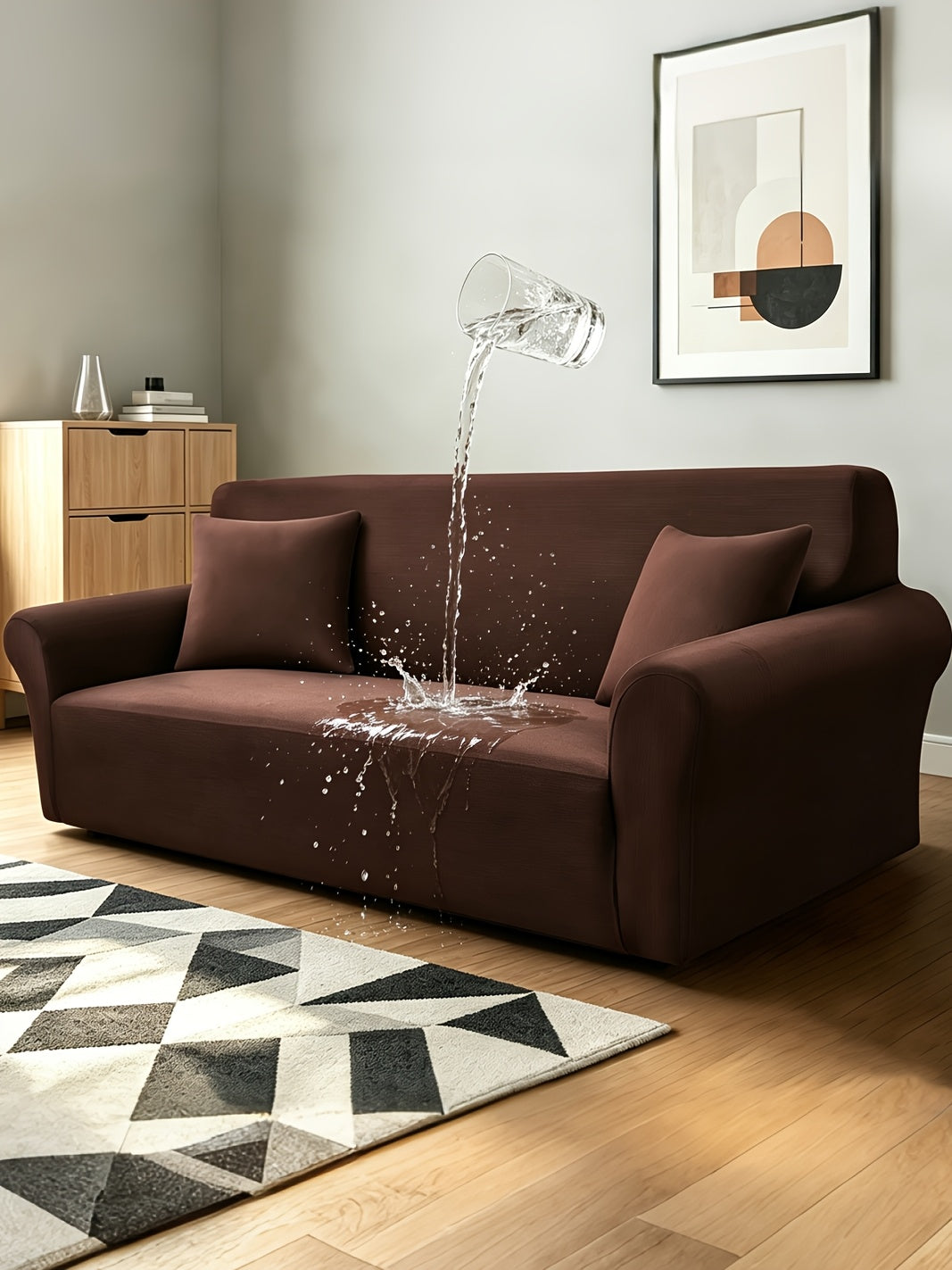 Stretch Sofa Cover with Elastic Band – Milk Fiber Slipcover, Machine Washable, Fits 1 to 4-Seater Sofas & Armchairs, Red Gray Blue Black Coffee