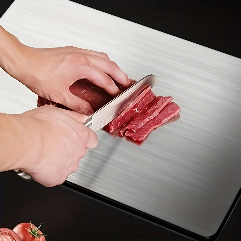 Metal Cutting Board Set 3 Pieces, Stainless Steel Chopping Board Dual-Sided for Kitchen, Portable Non-Slip Cutting Boards for Meat Vegetables Bread Fruit, Easy Clean Dishwasher Safe Kitchen Boards