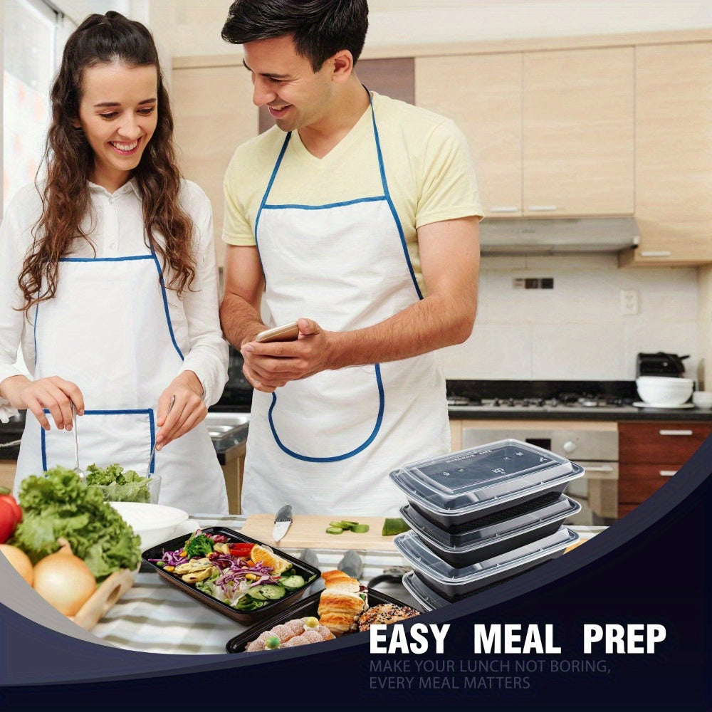 100-Pack Meal Prep Containers 38oz Black Rectangular with Lids – Stackable Leakproof Disposable Bento Box Food Storage Set, Microwave Dishwasher Freezer Safe, Ideal for Takeout & Meal Prep