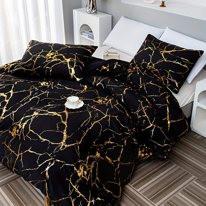 Duvet Cover Set 3-Piece Bronzing Texture | Super Soft Breathable Bedding Set with 2 Pillowcases, Twin Full Queen King, All-Season Bedroom Dormitory Comforter Cover, White Khaki Black