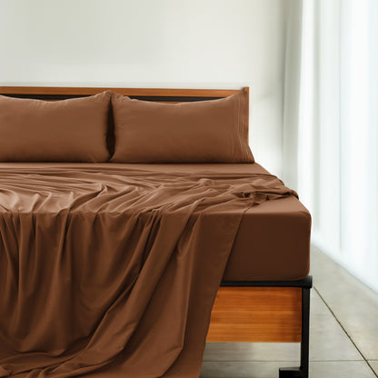 Soft Microfiber Bed Sheet Set 4-Piece 1800 Series 16 Inch Deep Pocket Hotel Luxury Cooling Sheets with Embroidered Pillowcases, Fade & Shrink Resistant, Twin to Cal King, 20 Colors