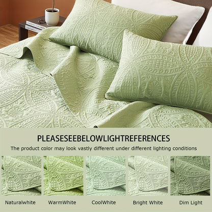 Coin Pattern Quilt Set 2/3 Piece – Lightweight Microfiber Bedspread Soft All-Season Coverlet with Pillow Cases, Twin Full Queen King, Modern Style Bedroom Comforter Set Multiple Colors & Random Color