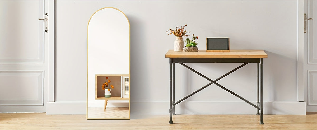 Arched Full Length Mirror | Full Body Standing, Leaning & Wall-Mounted Mirror | Modern Tall Floor Mirror for Living Room, Bedroom & Dressing Room
