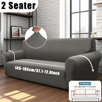 Stretch Sofa Cover with Elastic Band – Milk Fiber Slipcover, Machine Washable, Fits 1 to 4-Seater Sofas & Armchairs, Red Gray Blue Black Coffee