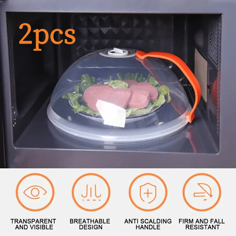 Microwave Splatter Cover with Steam Vent 2pcs Splash Proof Food Cover with Handle BPA Free Plastic Microwave Lid for Kitchen Heating Easy to Clean