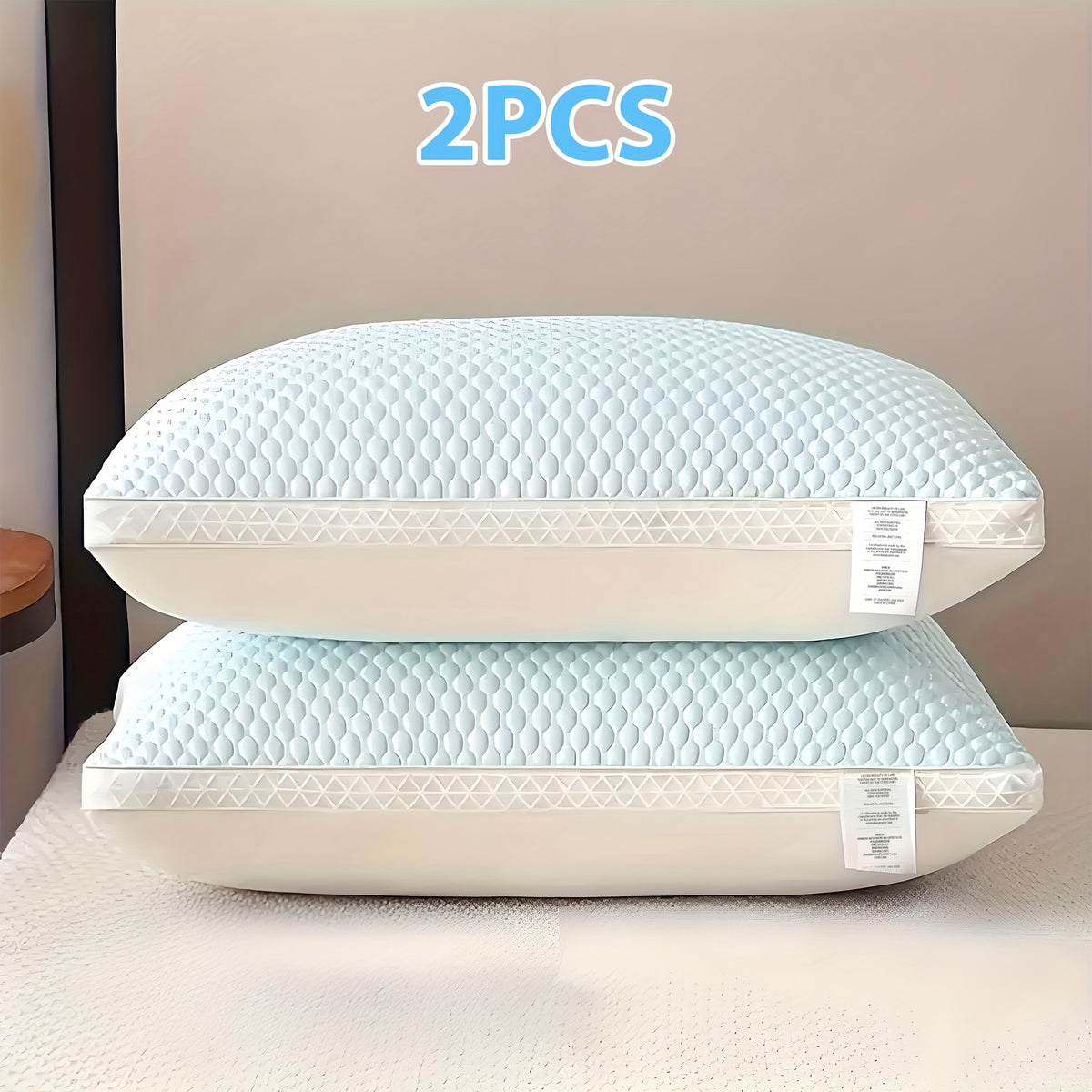 Neck Support Pillows Set of 2 - Cooling Bed Pillows for Sleeping, Adjustable Shredded Fill Pillow for Side, Back & Stomach Sleepers, Machine Washable Cervical Pillow for Bed, Sofa & Dorm, Blue Gray