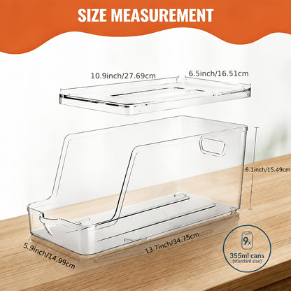 Stackable Soda Can Organizer for Refrigerator – BPA-Free Clear Can Holder Dispenser with Lid for Fridge Pantry Freezer, Holds 9 Cans Each