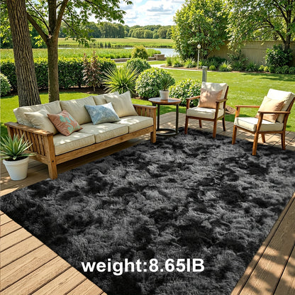 Fluffy Area Rug Non-Slip Soft Plush Carpet for Living Room Bedroom Kitchen Bathroom – Modern Home Decor Floor Mat Easy to Clean – Multiple Sizes & Colors Coffee Gray Black