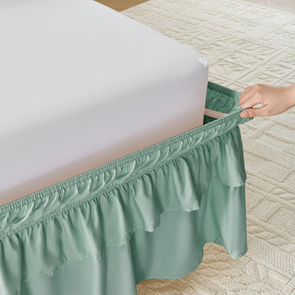 Ruffle Bed Skirt 16 Inch Drop Elastic Wrap Around – Twin Full Queen King/CK, 10 Colors, Easy No-Lift Install, Machine Washable Dust Ruffle