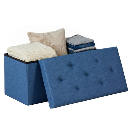 Storage Ottoman Bench 43 Inch 660 LB Capacity Folding End of Bed Bench with Padded Seat, Large Storage Chest Foot Rest Stool for Bedroom Living Room Entryway, Available in Nylon & Leather, Multiple Colors