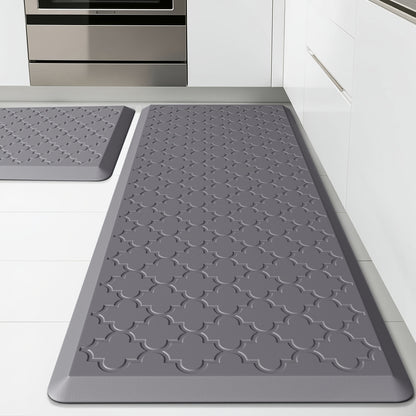 Anti Fatigue Kitchen Mat 2 Piece Set Non-Slip Cushioned Floor Mats for Standing – Thick Comfort Mat for Kitchen Sink Office Laundry Room – Black Chocolate Grey Khaki 17.3x29 & 17.3x47 or 17.3x59 Inch