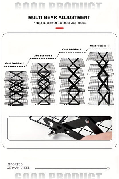 Collapsible Baking Cooling Rack 3 or 4 Tier – Stackable Metal Wire Rack for Baking Trays with Adjustable Settings, Baking Tools Set & Camping Grill for Cooking, Cooling & Cake Drying
