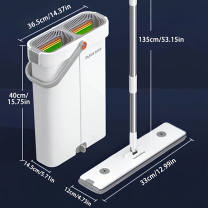 Spin Mop and Bucket Set with Microfiber Pads, Hands-Free Wringing Floor Mop with Narrow Bucket, Wet Dry Flat Mop for Hardwood Tile Laminate Floor Cleaning, 12.99 & 15.75 Inch Mop Head Options