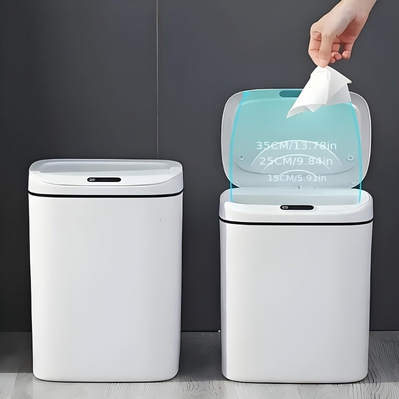 Motion Sensor Trash Can Small Touchless Lidded Smart Waste Bin – 3 to 4 Gallon Automatic Sensor Garbage Can for Bathroom, Kitchen, Office & Home, Minimalist Design