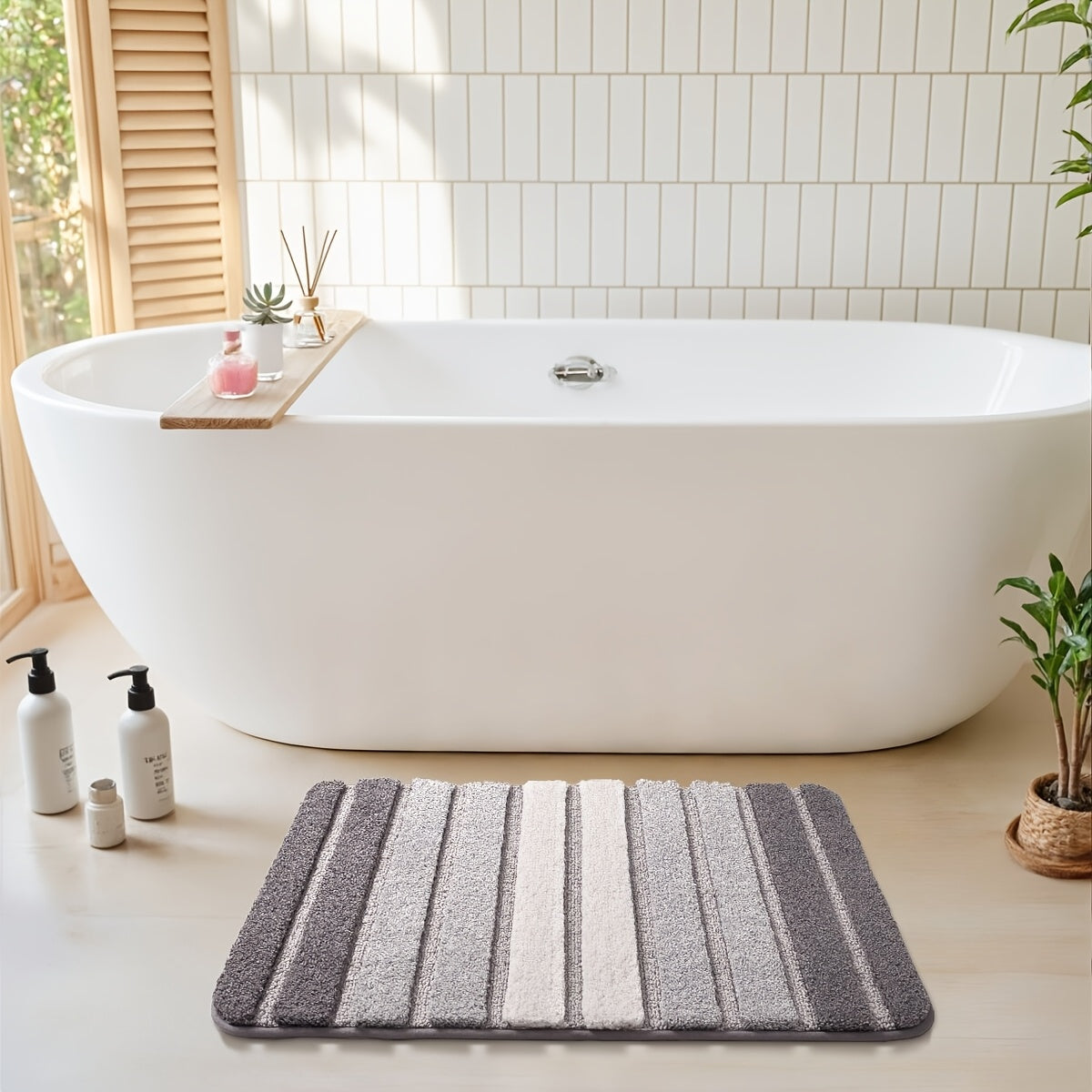 Extra Thick Chenille Bath Rug Non-Slip Absorbent Luxury Bathroom Mat – Soft Plush Pile, Machine Washable, Multiple Colors & Sizes for Bathroom Decor