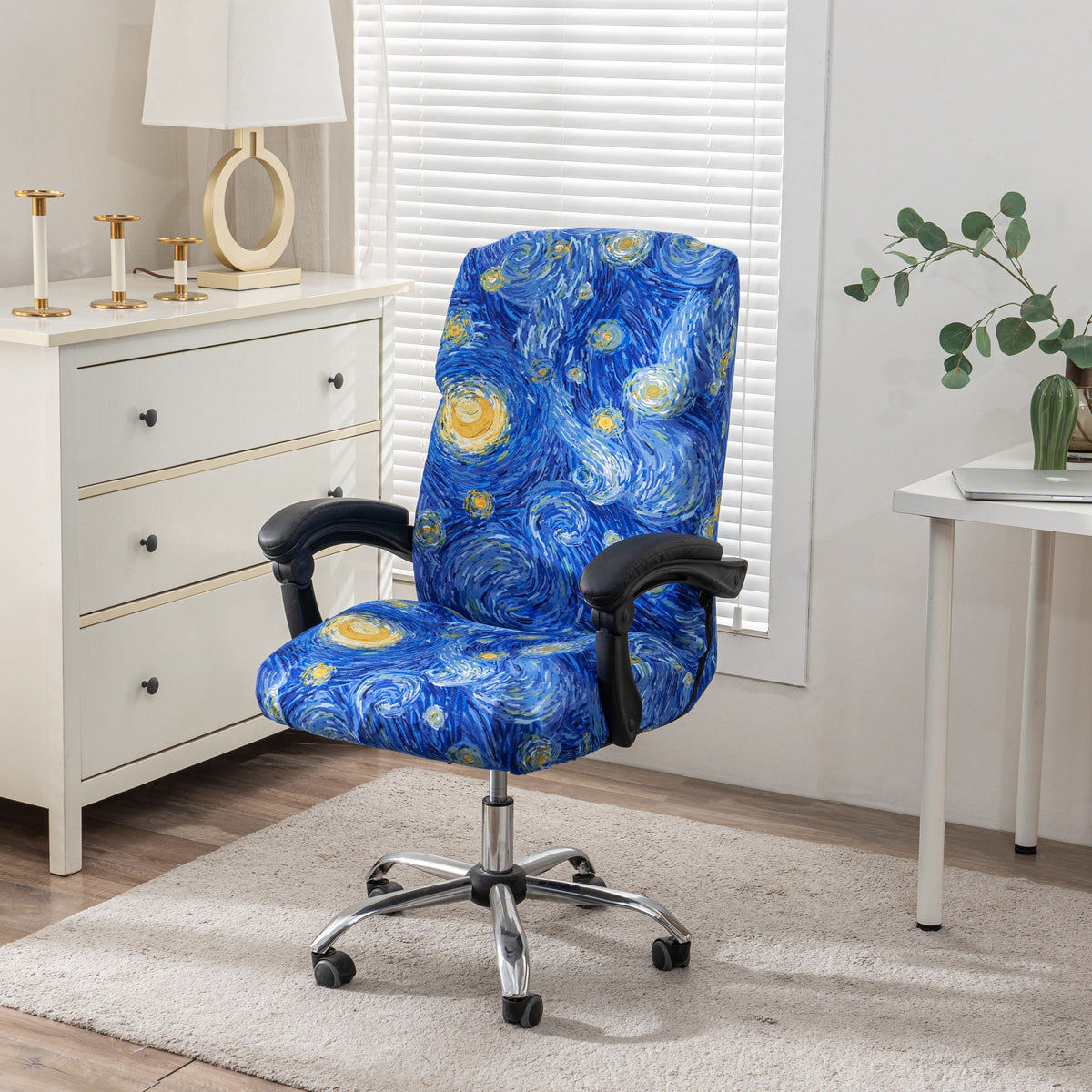 Stretch Printed Office Chair Cover | Universal Spandex Desk Chair Slipcover with Zipper | Removable Washable Anti-Dust Chair Protector, Multiple Colors