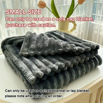 Faux Rabbit Fur Fleece Blanket Ultra-Soft 3D Double-Sided Throw – All-Season Plush Blanket for Bed, Couch & Travel, Multi-Color in 4 Sizes: White, Pink, Gray, Khaki, Purple & More