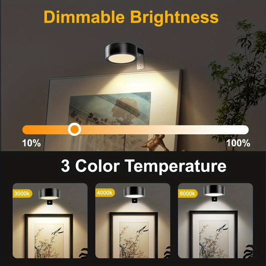 Picture Lights Battery Operated with Remote Control – Dimmable Wireless LED Puck Lights for Wall Art, 3 Color Modes, Timer & Magnetic Mount, No Wiring Gallery Decor (3-Pack or 6-Pack)