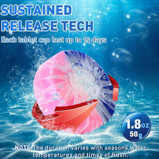 Toilet Bowl Cleaner Tablets for Tank – Blue & Pink Bubbles, Automatic Bathroom Toilet Tank Cleaner, Strong Detergent, Fresh Pine Scent, 12/18/24/36/48 Pack