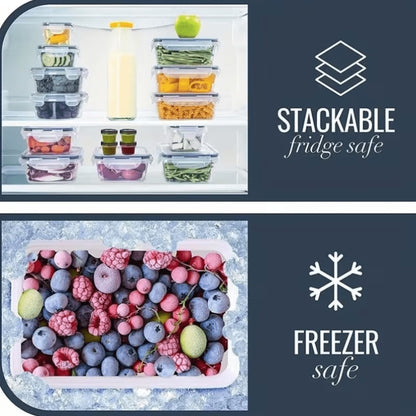 Food Storage Containers with Lids Set – Stackable Meal Prep Containers, Leakproof, Microwave & Freezer Safe, BPA-Free Plastic, 12/24/48/50 Piece Sets for Leftovers, Fruits & Vegetables