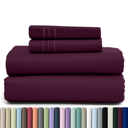 1800 Series Bed Sheets Set 4 Pieces – Brushed Microfiber Deep Pocket Sheet Set with Pillowcases, Cooling & Breathable Bedding for All Seasons, Fade Resistant, Fits Mattresses Up to 16 Inches