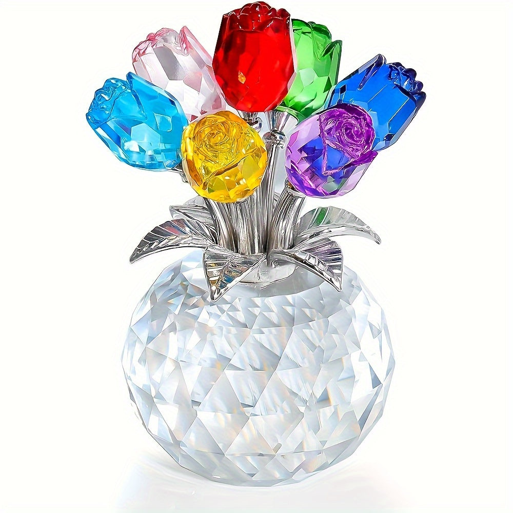 Artificial Crystal Rose Bouquet – Eternal Faux Rose Gift for Valentine's Day Mother's Day Anniversary Christmas, Colored Big Red Blue Pink Rose Decoration