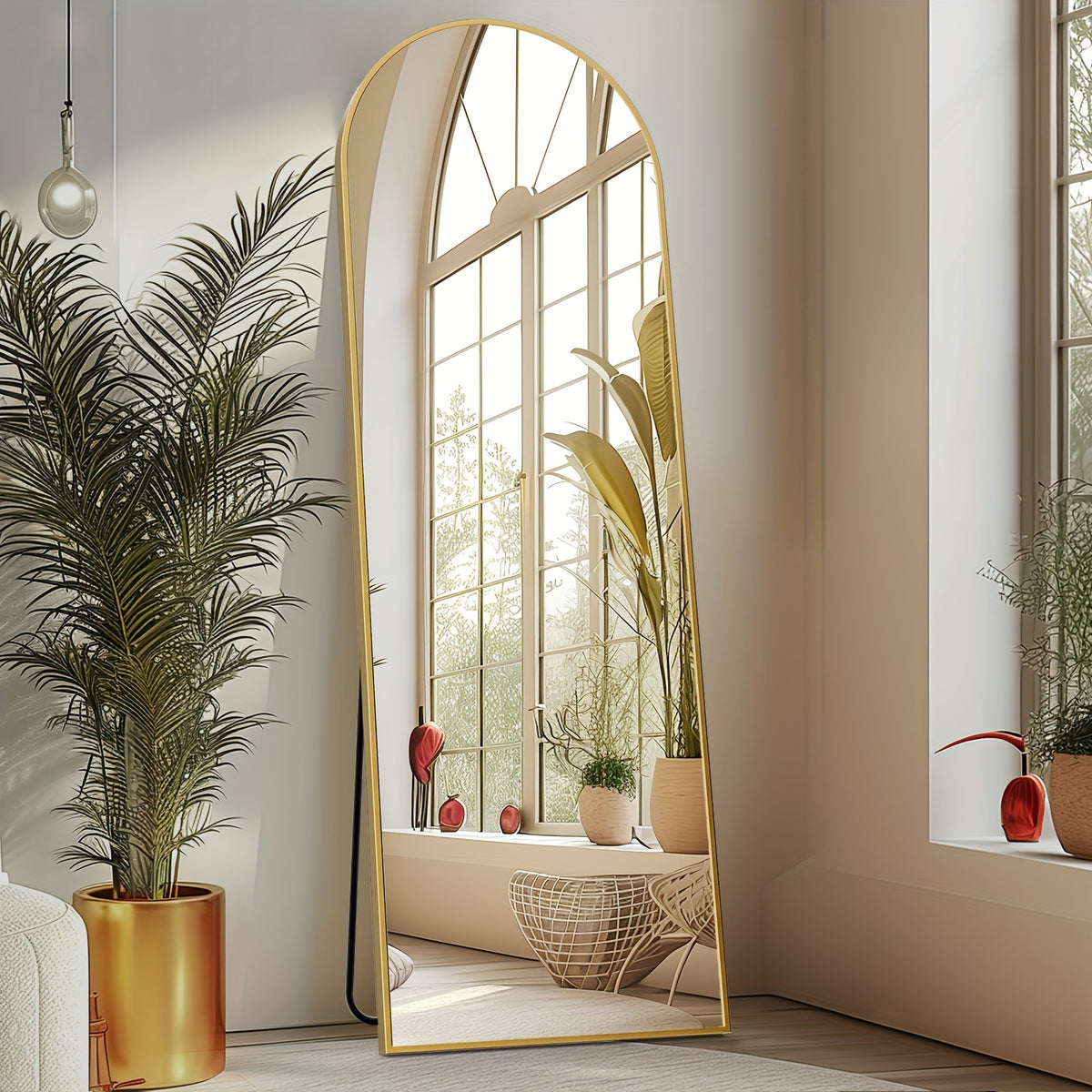 Arched Full Length Mirror | Full Body Standing, Leaning & Wall-Mounted Mirror | Modern Tall Floor Mirror for Living Room, Bedroom & Dressing Room