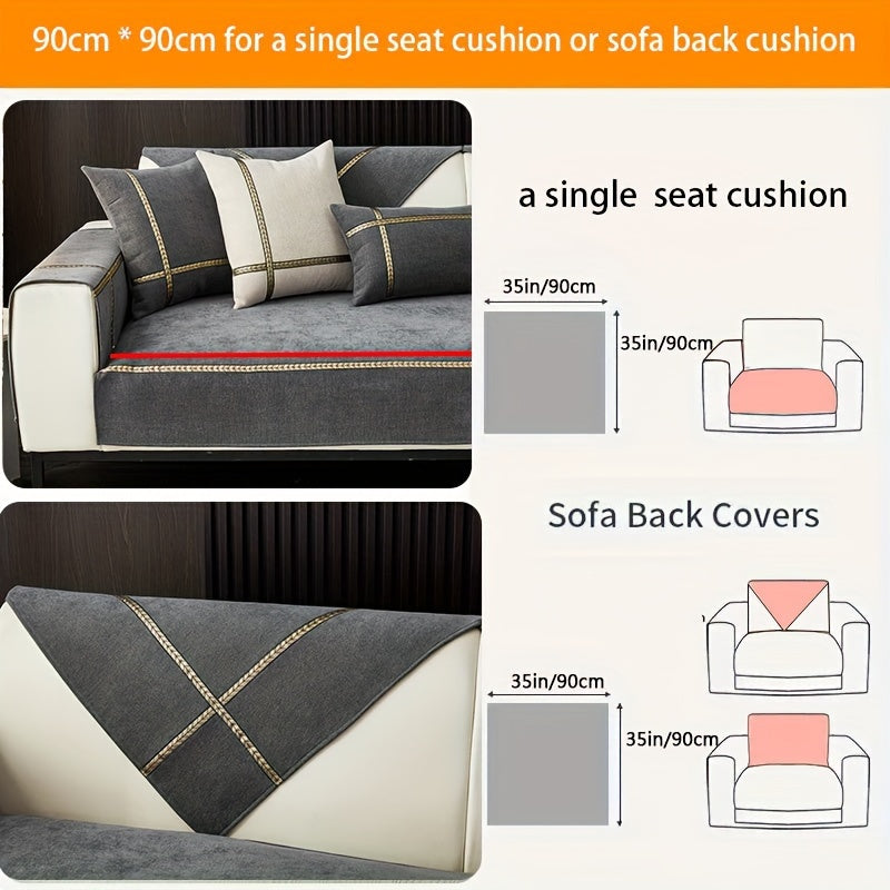 Chenille Sofa Cover Pet-Friendly All-Season Slipcover Furniture Protector for Living Room Bedroom Office - Fits Single 2 3 4 Seater Sofa - Blue-Green Deep Gray Off White Light Gray